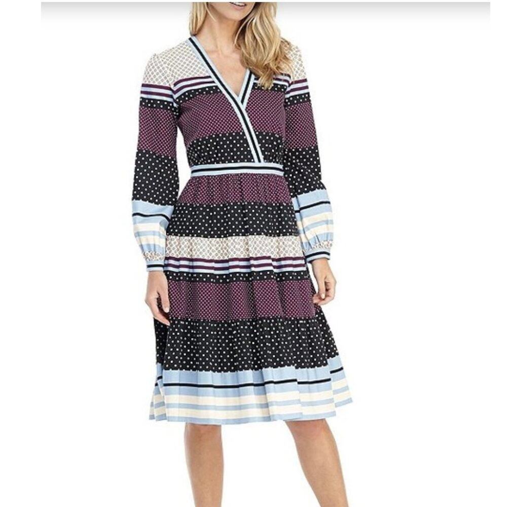 GAL MEETS GLAM 'Dakota' Striped Long Sleeve Dress US 8 NWT - Picture 4 of 8